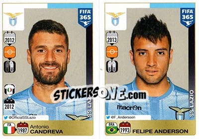 Sticker Antonio Candreva / Felipe Anderson - FIFA 365: 2015-2016 n. R53-R54 - Panini