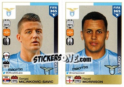 Sticker Sergej Milinkovic-Savic / Ravel Morrison - FIFA 365: 2015-2016 n. R55-R56 - Panini