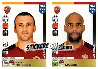 Sticker Vasilis Torosidis / Maicon - FIFA 365: 2015-2016 n. R66-R67 - Panini