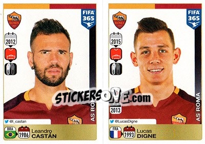 Sticker Leandro Castán / Lucas Digne - FIFA 365: 2015-2016 n. R68-R69 - Panini