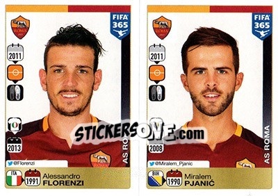 Sticker Alessandro Florenzi / Miralem Pjanic - FIFA 365: 2015-2016 n. R72-R76 - Panini