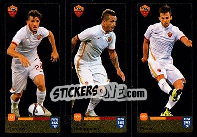Sticker Alessandro Florenzi / Radja Nainggolan / Miralem Pjanic - FIFA 365: 2015-2016 n. R80-R81-R82 - Panini
