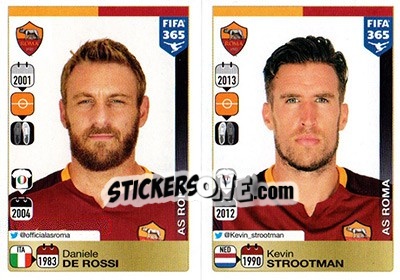 Sticker Daniele De Rossi / Kevin Strootman - FIFA 365: 2015-2016 n. R83-R84 - Panini