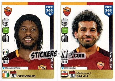 Sticker Gervinho / Mohamed Salah - FIFA 365: 2015-2016 n. R85-R86 - Panini