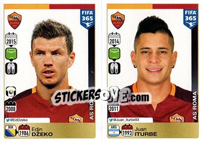 Sticker Edin Džeko / Juan Iturbe - FIFA 365: 2015-2016 n. R87-R88 - Panini