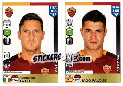 Sticker Francesco Totti / Iago Falque - FIFA 365: 2015-2016 n. R89-R90 - Panini