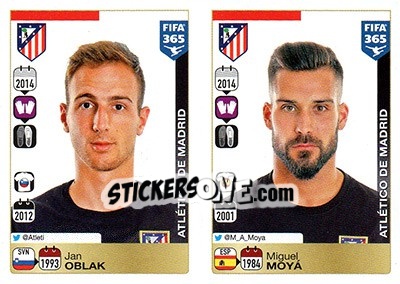 Sticker Jan Oblak / Miguel Ángel Moyà - FIFA 365: 2015-2016 - Panini