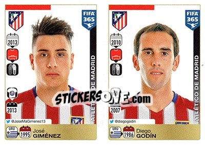 Sticker José Giménez / Diego Godín - FIFA 365: 2015-2016 n. S4-S5 - Panini