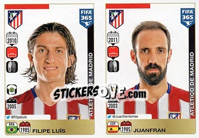Sticker Filipe Luis / Juanfran - FIFA 365: 2015-2016 n. S6-S7 - Panini