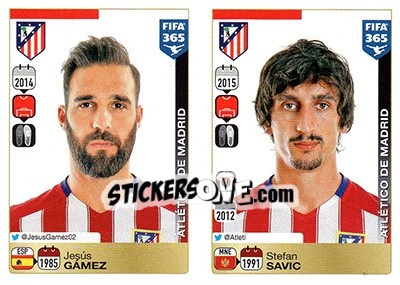 Sticker Jesús Gámez / Stefan Savic - FIFA 365: 2015-2016 n. S8-S9 - Panini