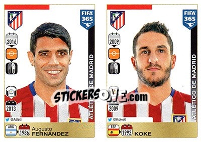 Sticker Augusto Fernández / Koke - FIFA 365: 2015-2016 n. S10-S11 - Panini