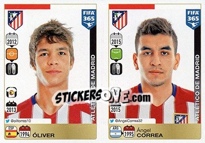 Sticker óliver Torres / Ángel Correa - FIFA 365: 2015-2016 n. S25-S26 - Panini