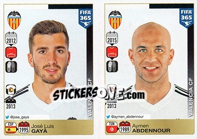 Sticker José Luis Gayà / Aymen Abdennour - FIFA 365: 2015-2016 - Panini
