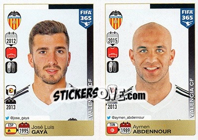 Sticker José Luis Gayà / Aymen Abdennour - FIFA 365: 2015-2016 n. S34-S35 - Panini