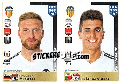 Sticker Shkodran Mustafi / Joao Cancelo - FIFA 365: 2015-2016 n. S36-S37 - Panini