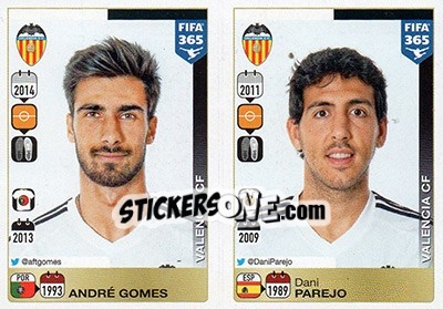 Sticker André Gomes / Dani Parejo - FIFA 365: 2015-2016 n. S40-S41 - Panini