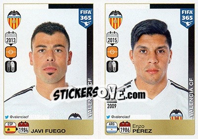 Sticker Javi Fuego / Enzo Pérez - FIFA 365: 2015-2016 n. S42-S46 - Panini