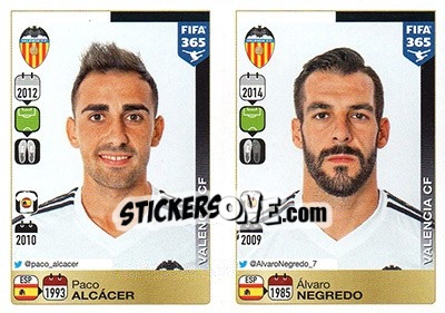 Sticker Paco Álcacer / Álvaro Negredo - FIFA 365: 2015-2016 n. S59-S60 - Panini