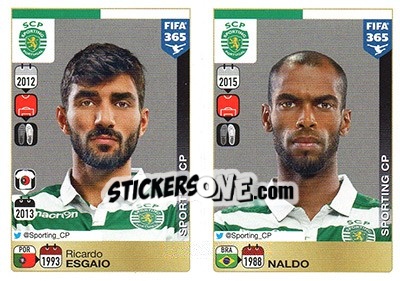 Sticker Ricardo Esgaio - Naldo - FIFA 365: 2015-2016 n. S68-S69 - Panini