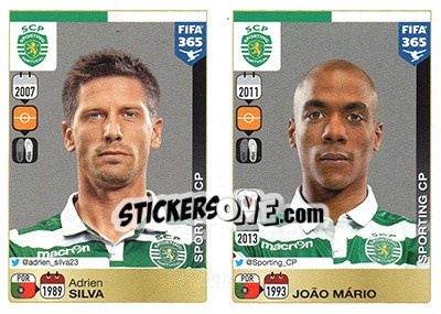 Sticker Adrien Silva / Joao Mario - FIFA 365: 2015-2016 n. S72-S76 - Panini
