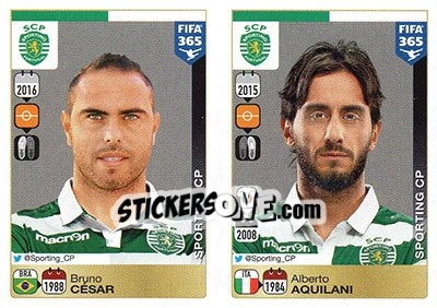 Sticker Bruno César / Alberto Aquilani - FIFA 365: 2015-2016 n. S83-S84 - Panini