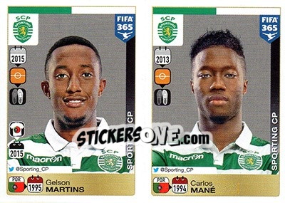 Sticker Gelson Martins / Carlos Mané - FIFA 365: 2015-2016 n. S85-S86 - Panini