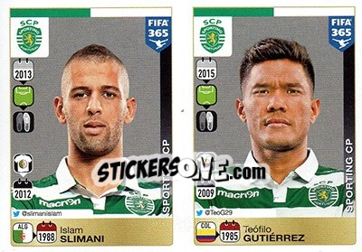 Sticker Islam Slimani / Teófilo Gutiérrez - FIFA 365: 2015-2016 n. S89-S90 - Panini