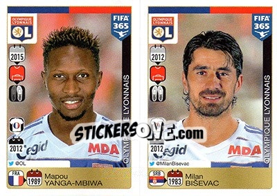Sticker Mapou Yanga-Mbiwa / Milan Biševac - FIFA 365: 2015-2016 n. T4-T5 - Panini