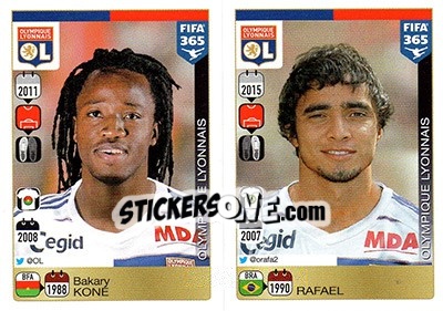 Sticker Bakary Kone / Rafael da Silva - FIFA 365: 2015-2016 n. T6-T7 - Panini