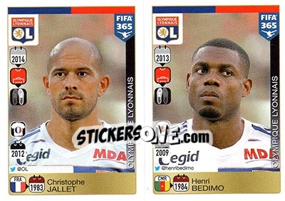 Sticker Christophe Jallet / Henri Bedimo - FIFA 365: 2015-2016 n. T8-T9 - Panini