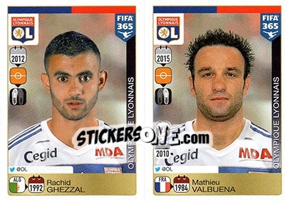 Sticker Rachid Ghezzal / Mathieu Valbuena - FIFA 365: 2015-2016 - Panini