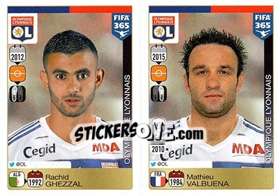 Sticker Rachid Ghezzal / Mathieu Valbuena - FIFA 365: 2015-2016 n. T25-T26 - Panini