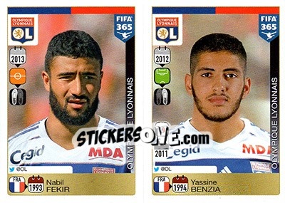 Sticker Nabil Fekir / Yassine Benzia - FIFA 365: 2015-2016 - Panini