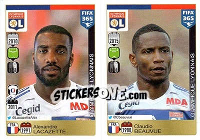 Sticker Alexandre Lacazette / Claudio Beauvue - FIFA 365: 2015-2016 n. T29-T30 - Panini