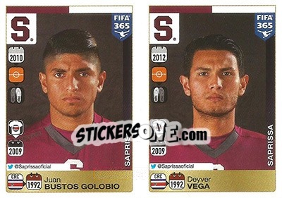Sticker Juan Bustos Golobio / Deyver Vega - FIFA 365: 2015-2016 n. U12-U16 - Panini