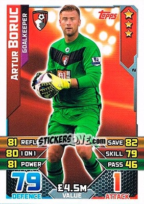 Sticker Artur Boruc - English Premier League 2015-2016. Match Attax n. 2 - Topps