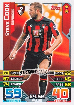 Sticker Steve Cook - English Premier League 2015-2016. Match Attax - Topps