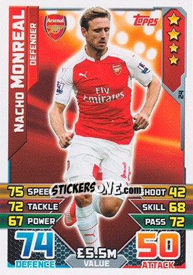 Cromo Nacho Monreal - English Premier League 2015-2016. Match Attax - Topps