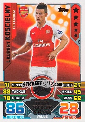 Sticker Laurent Koscielny - English Premier League 2015-2016. Match Attax n. 25 - Topps