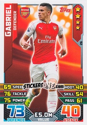 Figurina Gabriel Paulista - English Premier League 2015-2016. Match Attax - Topps