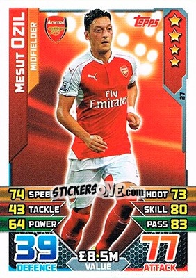 Sticker Mesut Ozil - English Premier League 2015-2016. Match Attax n. 27 - Topps