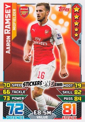 Sticker Aaron Ramsey - English Premier League 2015-2016. Match Attax n. 28 - Topps
