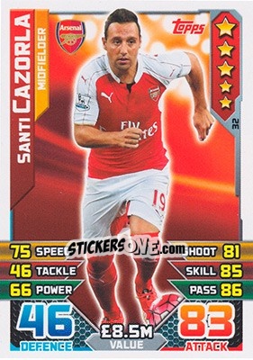 Sticker Santi Cazorla - English Premier League 2015-2016. Match Attax n. 32 - Topps