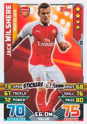 Sticker Jack Wilshere - English Premier League 2015-2016. Match Attax n. 33 - Topps
