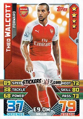 Sticker Theo Walcott - English Premier League 2015-2016. Match Attax n. 35 - Topps