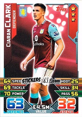 Figurina Ciaran Clark - English Premier League 2015-2016. Match Attax - Topps