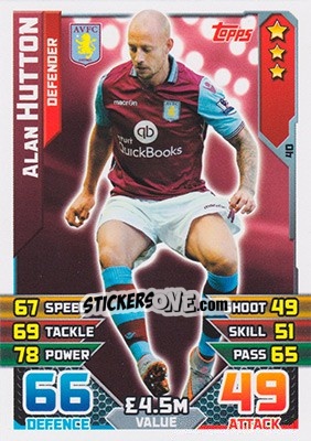 Sticker Alan Hutton - English Premier League 2015-2016. Match Attax - Topps
