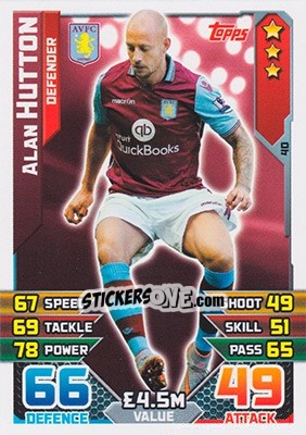 Cromo Alan Hutton - English Premier League 2015-2016. Match Attax - Topps