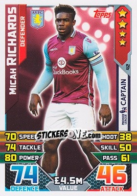 Sticker Micah Richards - English Premier League 2015-2016. Match Attax - Topps