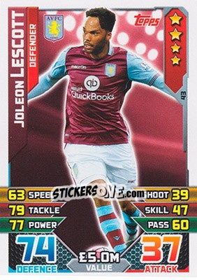 Cromo Joleon Lescott - English Premier League 2015-2016. Match Attax - Topps